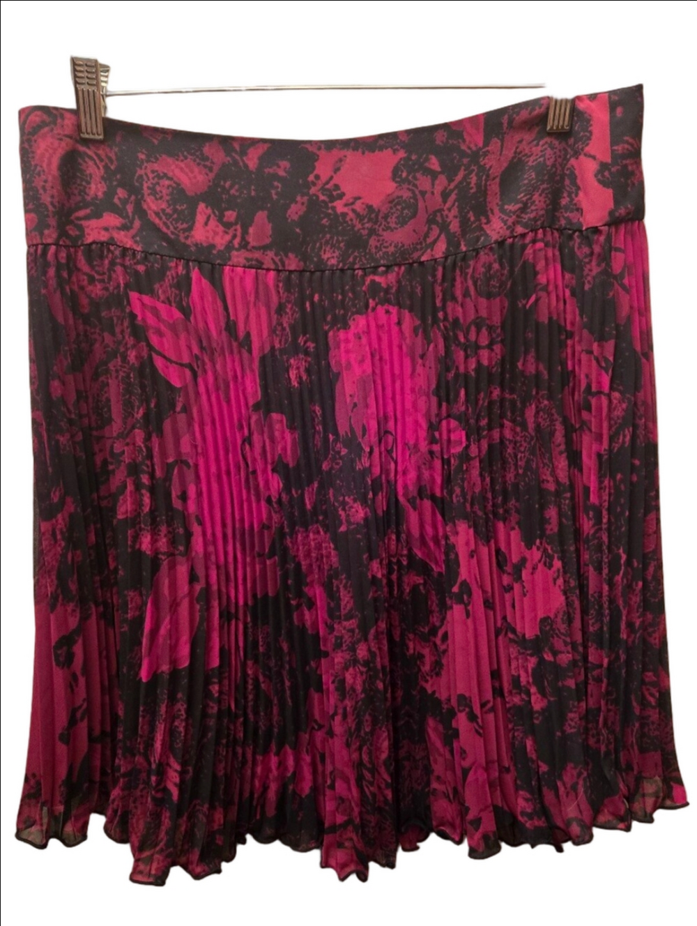 Le Château Pleated Floral Mini Skirt Black Magenta Chiffon Y2K Party Skater 9/10